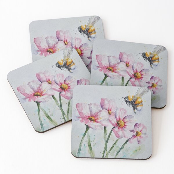 Item preview, Loose style watercolour art painting of a Bee and Flowers designed and sold by Elle-Smith-Art.