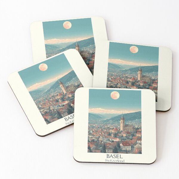 Item preview, Basel Poster – Evening Glow Over Historic Rooftops designed and sold by TuncGK.