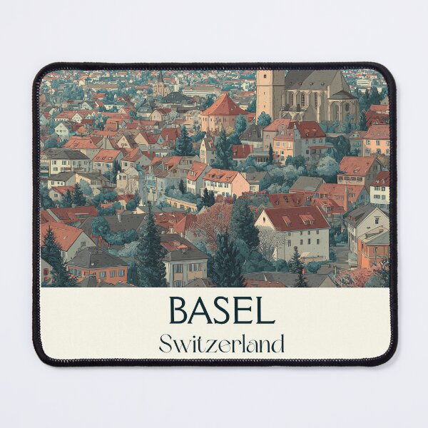 Item preview, Basel Poster – Evening Glow Over Historic Rooftops designed and sold by TuncGK.