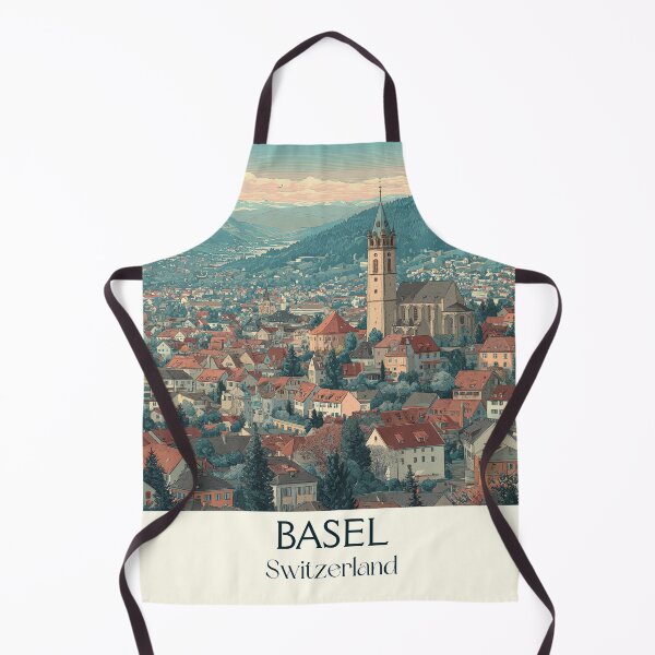 Item preview, Basel Poster – Evening Glow Over Historic Rooftops designed and sold by TuncGK.