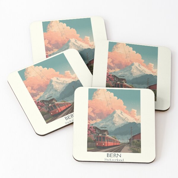 Item preview, Bern Poster – Vintage Tram & Blossoming Mountain Views designed and sold by TuncGK.