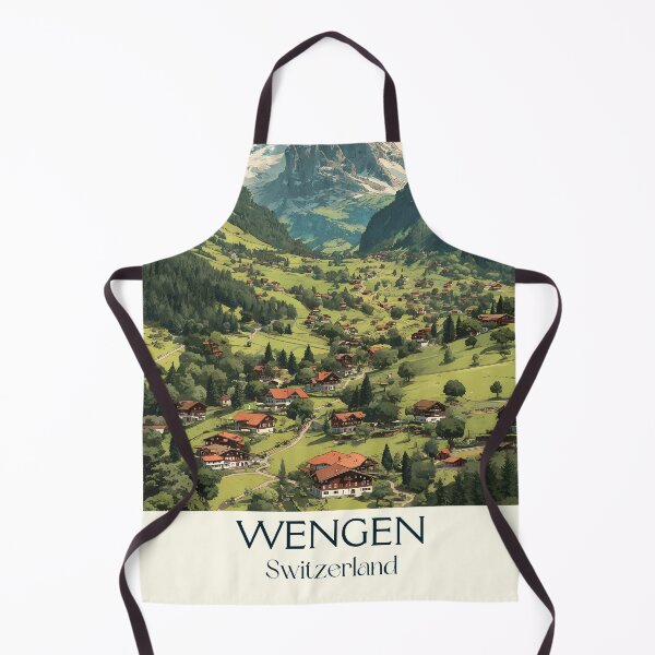 Item preview, Wengen Poster – Alpine Village Beneath Towering Peaks designed and sold by TuncGK.