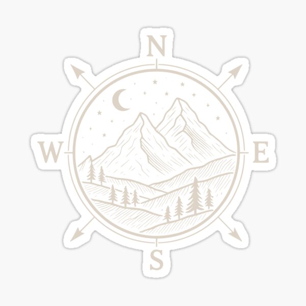 Item preview, Wanderlust Compass Mountain Line Art Outdoors designed and sold by JackCurtis1991.