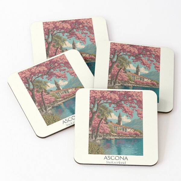 Item preview, Ascona Poster – Blossom-Lined Lakefront in Ticino designed and sold by TuncGK.