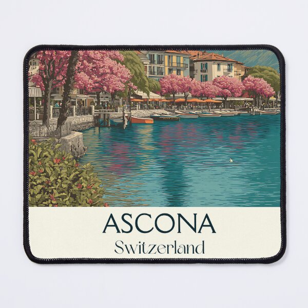 Item preview, Ascona Poster – Blossom-Lined Lakefront in Ticino designed and sold by TuncGK.
