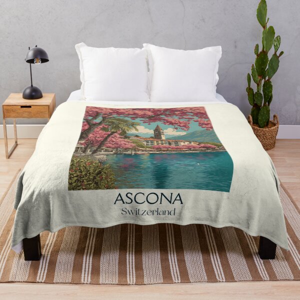 Item preview, Ascona Poster – Blossom-Lined Lakefront in Ticino designed and sold by TuncGK.