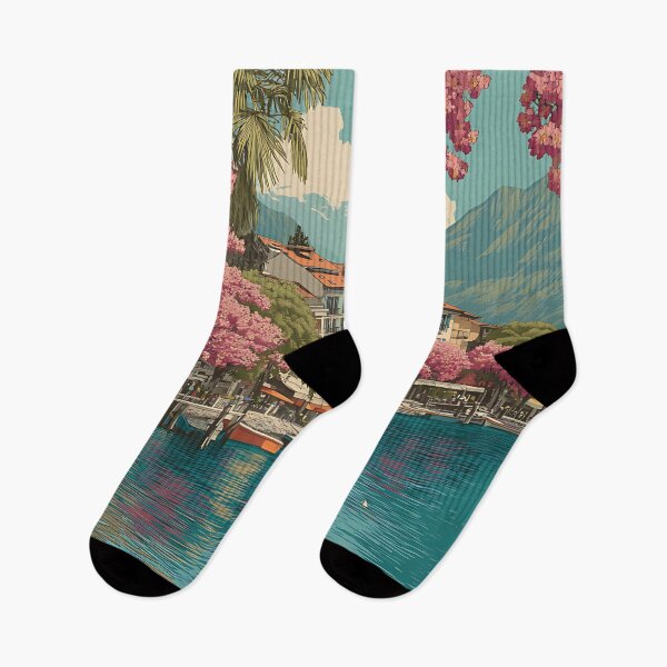Item preview, Ascona Poster – Blossom-Lined Lakefront in Ticino designed and sold by TuncGK.