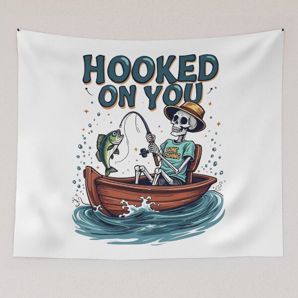 Item preview, Hooked On You Skeleton Fishing Design designed and sold by GesparHouse.