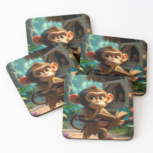 Item preview, Cute monkey reading designed and sold by saly55887.