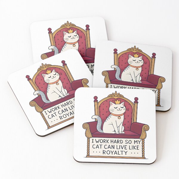 Item preview, I Work Hard So My Cat Can Live Like Royalty – Funny Cat Throne Vector Art on Redbubble designed and sold by Fashvora.
