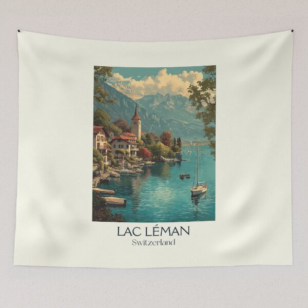 Item preview, Lac Léman Poster – Boats & Vineyards by the Water designed and sold by TuncGK.