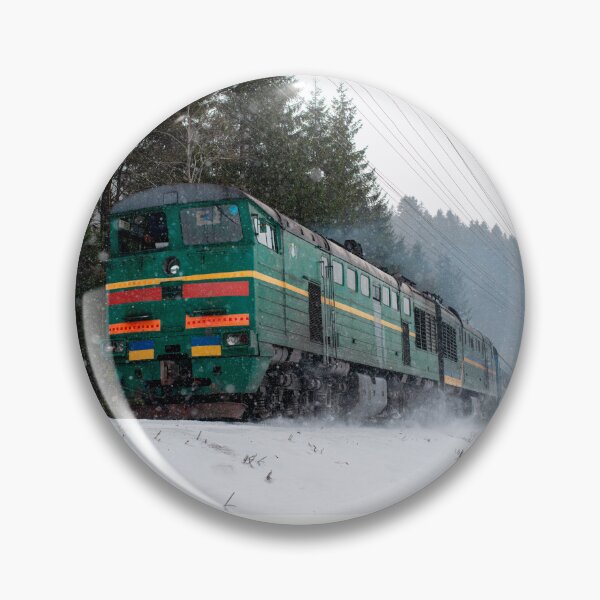 Item preview, Locomotive 2TE10 with passenger cars in the snowy Carpathians. designed and sold by ChernivtsiSkoda.