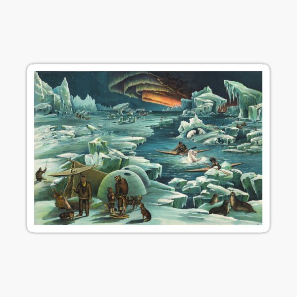 Item preview, Arctic Zone by Levi Walter Yaggy: Exquisite Antique Lithograph of Polar Regions designed and sold by Starpuffdesign.
