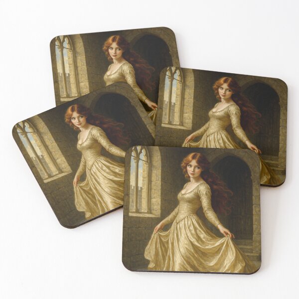 Item preview, Fantasy Medieval Redhead Beauty in Flowing Silk Dress designed and sold by DibujandoPorfa.