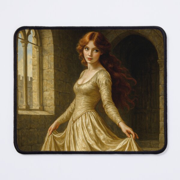 Item preview, Fantasy Medieval Redhead Beauty in Flowing Silk Dress designed and sold by DibujandoPorfa.