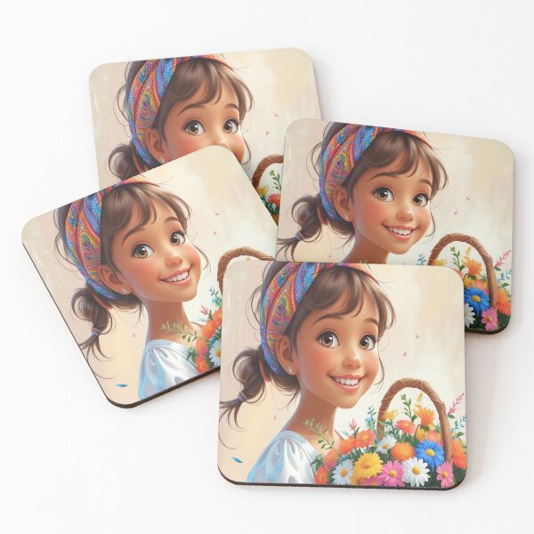 Item preview, cute girl holding flowers designed and sold by saly55887.