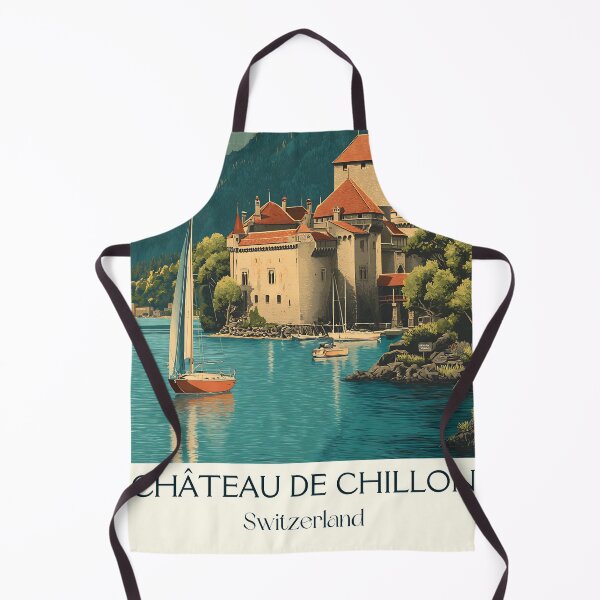 Item preview, Château de Chillon Poster – Lakeside Castle with Mountain Backdrop designed and sold by TuncGK.