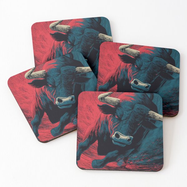 Item preview, Red and blue angry bull designed and sold by valerko26.