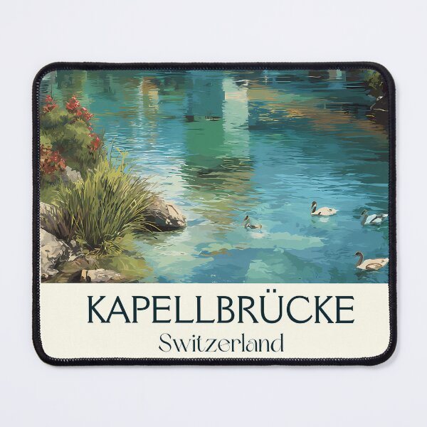 Item preview, Kapellbrücke Poster – Historic Bridge Over Tranquil Waters designed and sold by TuncGK.