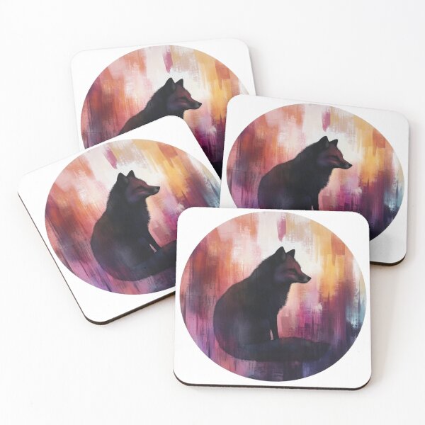 Item preview, Fox Silhouette in Soft Pastels | Minimal Circular Forest Animal Art designed and sold by Dream Circuit .