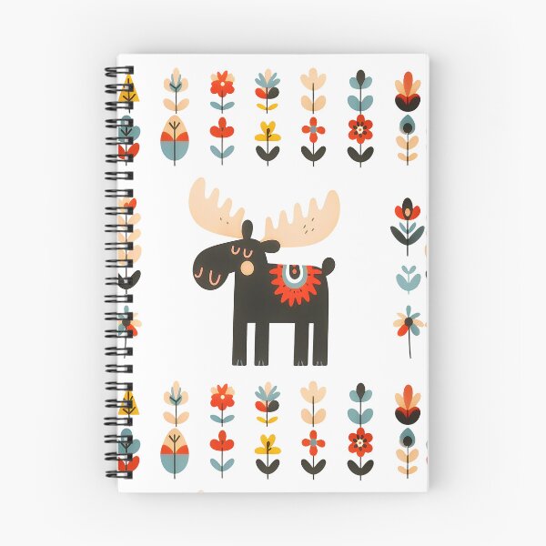 Item preview, Cute Little Brown Moose STICKER/MAGNET PACK - Scandinavian Folk Art by heidiannemorris © designed and sold by FOLK ART FUSION.