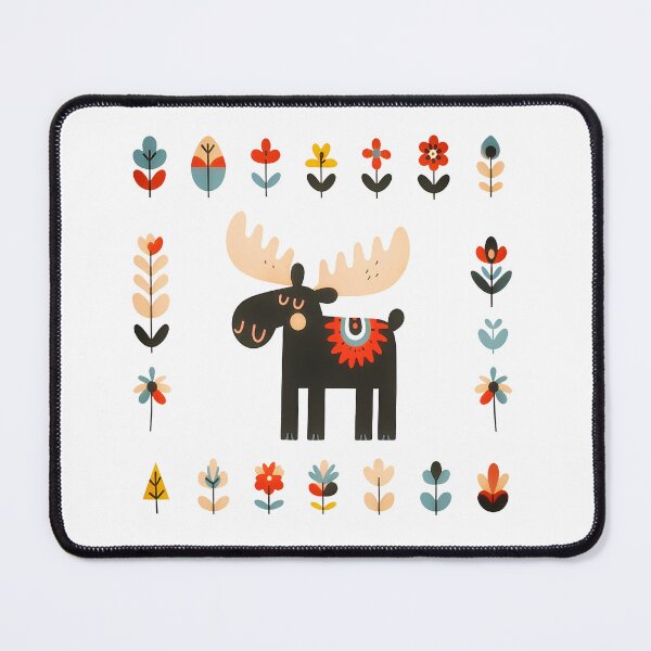 Item preview, Cute Little Brown Moose STICKER/MAGNET PACK - Scandinavian Folk Art by heidiannemorris © designed and sold by FOLK ART FUSION by heidiannemorris.