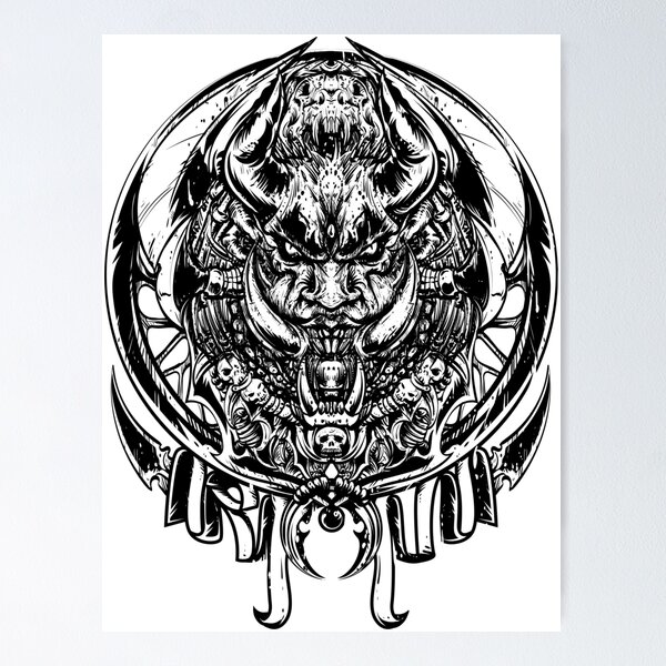 Item preview, Satanic Demon Skull – Dark Gothic Symmetrical Line Art designed and sold by Philip-p22.