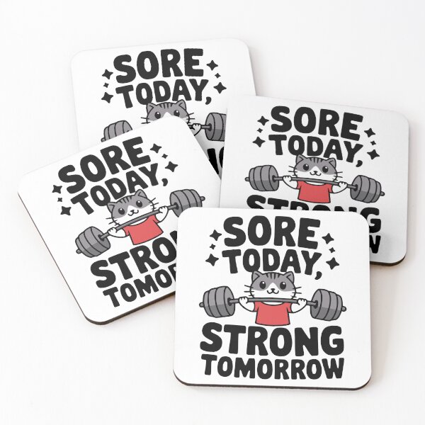 Item preview, Sore Today Strong Tomorrow! Cute Cat Lifting Pun  designed and sold by PMCreative.