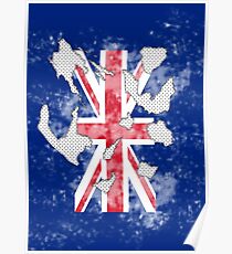 british flag torn black and white polka dots Poster