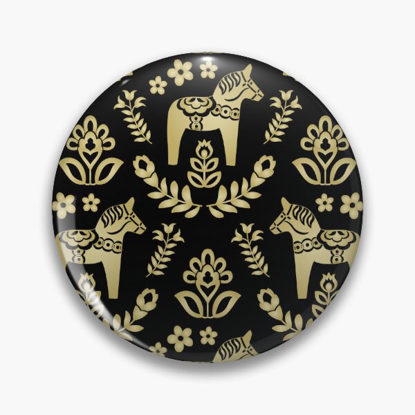 Item preview, Swedish Dala Horses Gold on Black designed and sold by Barbara Pixton.