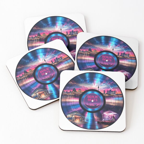 Item preview, Berlin Beats – Neon Vinyl Record Art with DJ and Cityscape designed and sold by TeeTimeTreasure.