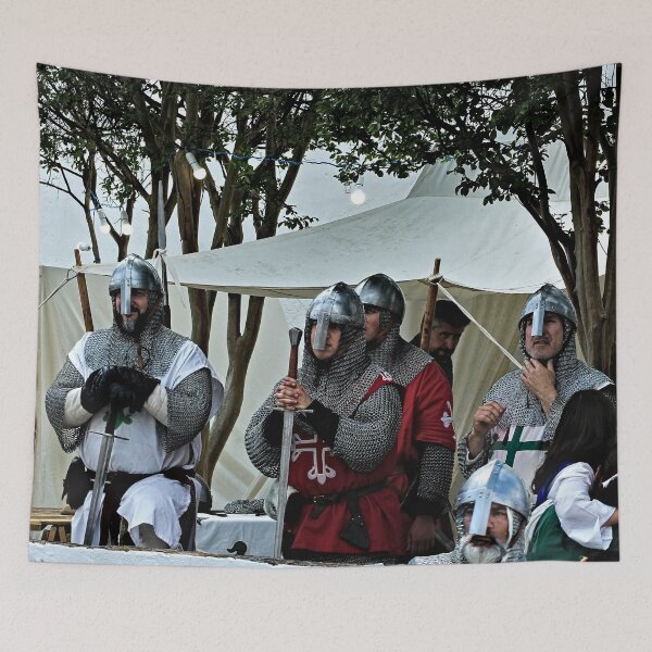 Item preview, Medieval Knights Standing in front of a White Tent designed and sold by Anna Lemos.