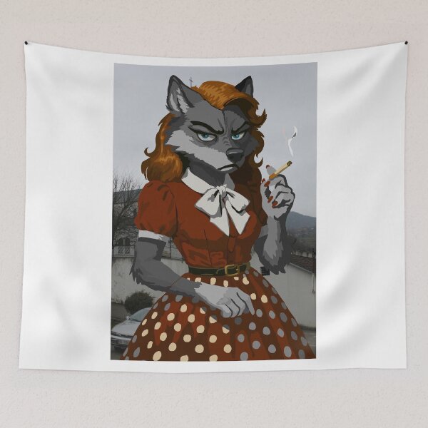 Item preview, Annoyed 50s Wolf Secretary - "I'm Still on break Karl!" designed and sold by KlakkDrawsStuff.