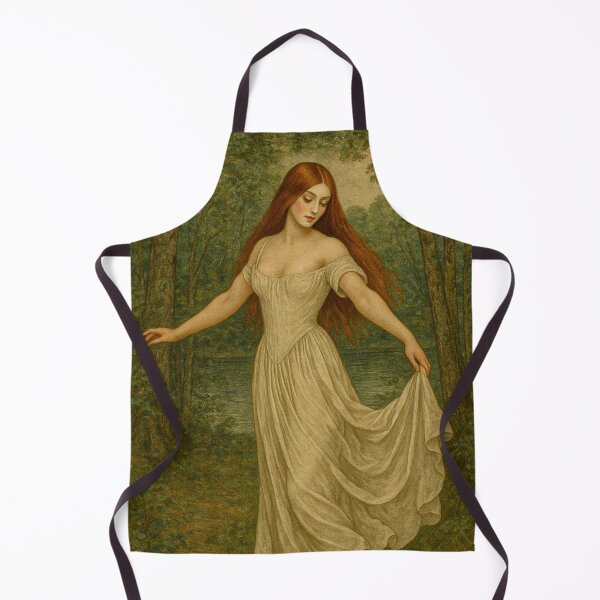 Item preview, Medieval Forest Beauty – Redhead Lady in White Gown by the Water designed and sold by DibujandoPorfa.