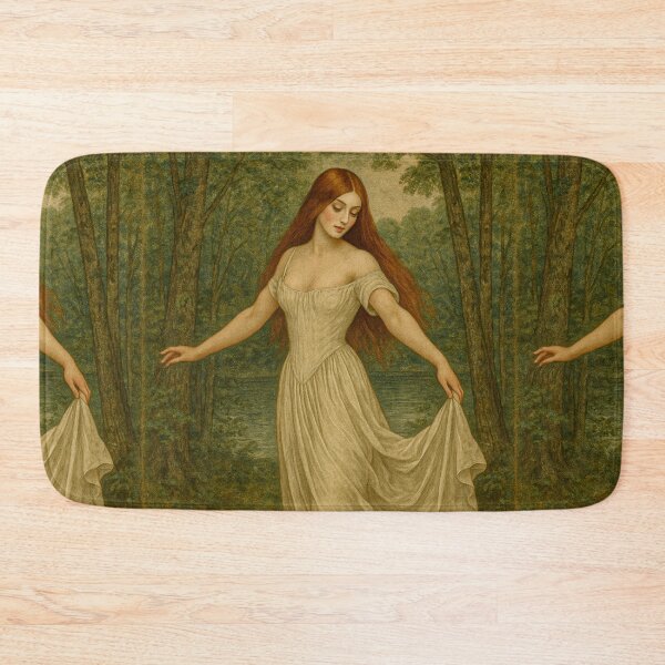 Item preview, Medieval Forest Beauty – Redhead Lady in White Gown by the Water designed and sold by DibujandoPorfa.