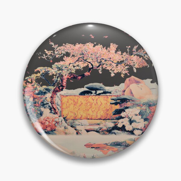 Item preview, A faded japanese garden with various blossom flowers in cold color of winter designed and sold by MerryCrown.