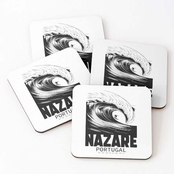 Item preview, Nazare Wave Portugal Surf – Black & White Big Wave Surfing Illustration designed and sold by paulo silveira.