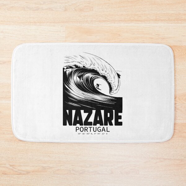 Item preview, Nazare Wave Portugal Surf – Black & White Big Wave Surfing Illustration designed and sold by paulo silveira.