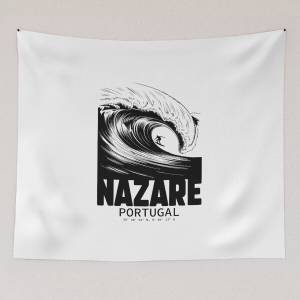 Item preview, Nazare Wave Portugal Surf – Black & White Big Wave Surfing Illustration designed and sold by paulo silveira.