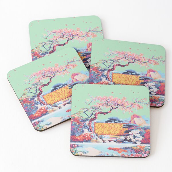 Item preview, A bright japanese garden with various blossom flowers in cold color of winter designed and sold by MerryCrown.