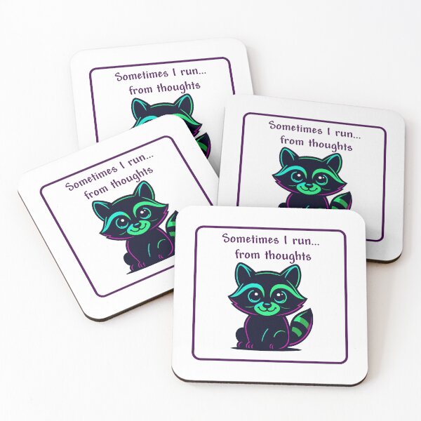 Item preview, Running from thoughts – funny raccoon quote designed and sold by EchoOfSilence.