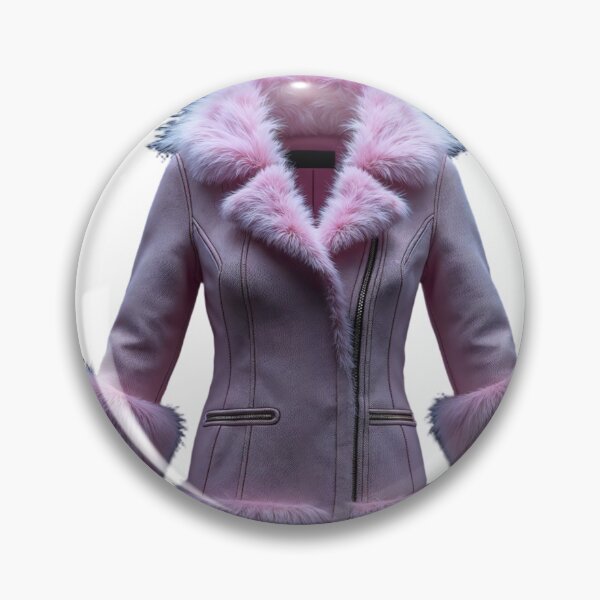 Item preview, Pink Winter Coat with Fur Trim and Zippered Pockets on Black Background designed and sold by Creative88Art.