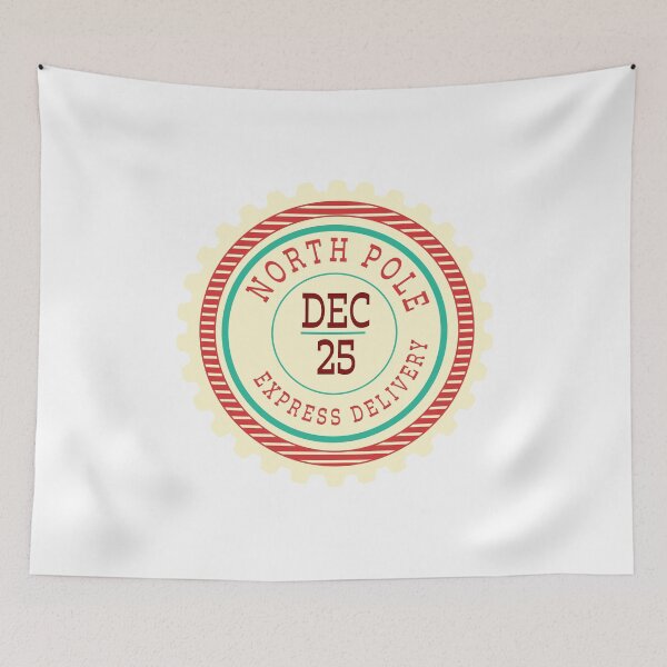 Item preview, Santa North Pole Express Delivery festive winter postage stamp typography design  designed and sold by Jdawnink.