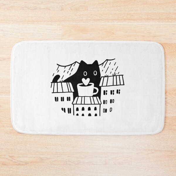 Item preview, Giant coffee cat in the city under the rain designed and sold by kostolom3000.