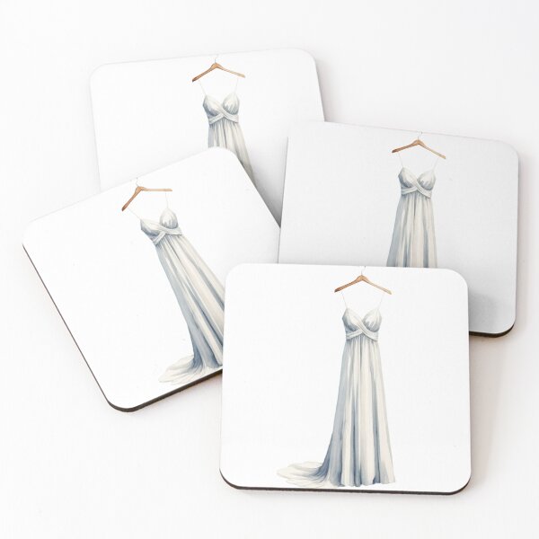 Item preview, White Floor Length Gown with Spaghetti Straps on Wooden Hanger designed and sold by Creative88Art.