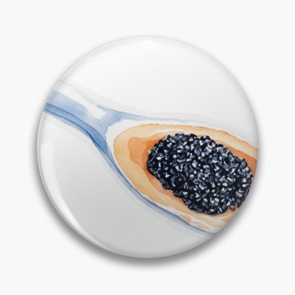 Item preview, Watercolor Illustration of a Ceramic Spoon with Black Caviar designed and sold by Creative88Art.