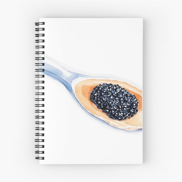 Item preview, Watercolor Illustration of a Ceramic Spoon with Black Caviar designed and sold by Creative88Art.
