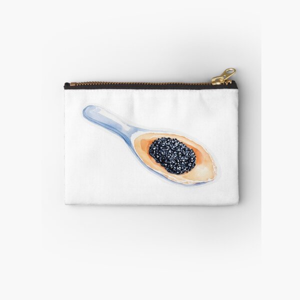 Item preview, Watercolor Illustration of a Ceramic Spoon with Black Caviar designed and sold by Creative88Art.