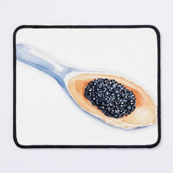 Item preview, Watercolor Illustration of a Ceramic Spoon with Black Caviar designed and sold by Creative88Art.
