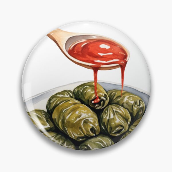 Item preview, Stuffed Grape Leaves with Red Sauce in Artistic Painted Style designed and sold by Creative88Art.